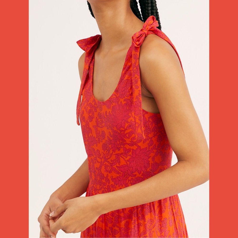 Free People Kika’s Midi Dress in Red FINAL PRICE💲 - Picture 5 of 6